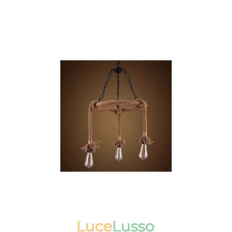 Lampadario in canapa country americana