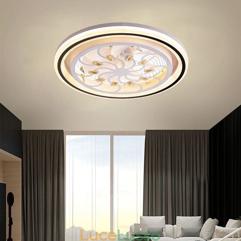 Ventilatore da soffitto intelligente con decorazione a dimmerazione continua della luce