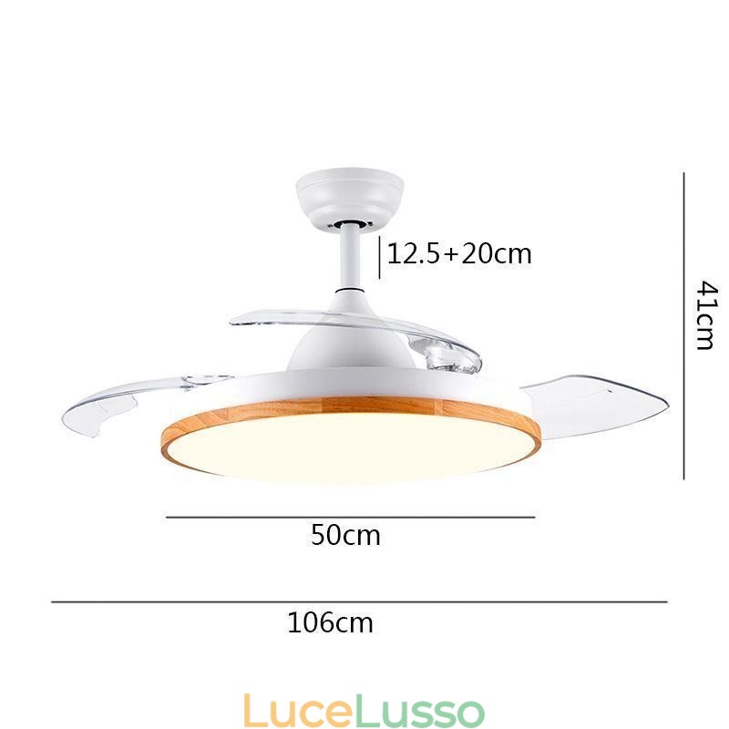 Ventilatore da soffitto moderno Inverter con telecomando Lampada da soffitto Tricolore Dimming