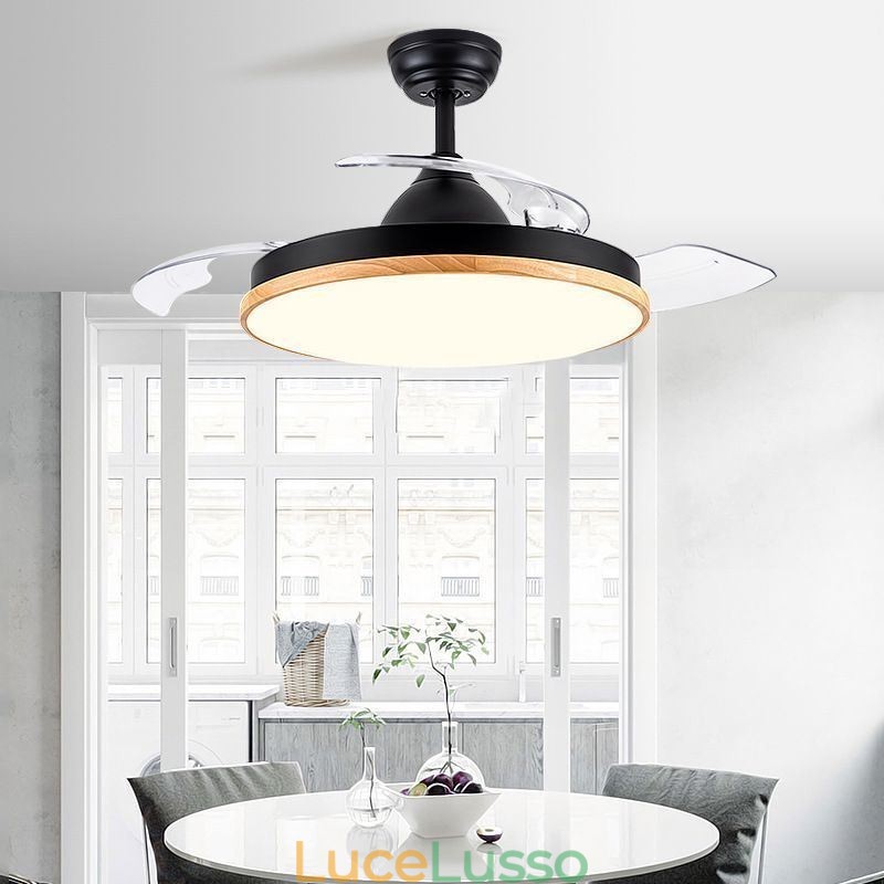 Ventilatore da soffitto moderno Inverter con telecomando Lampada da soffitto Tricolore Dimming