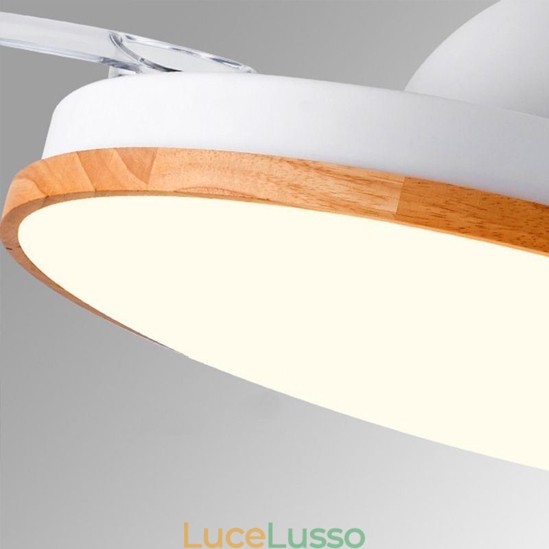 Ventilatore da soffitto moderno Inverter con telecomando Lampada da soffitto Tricolore Dimming