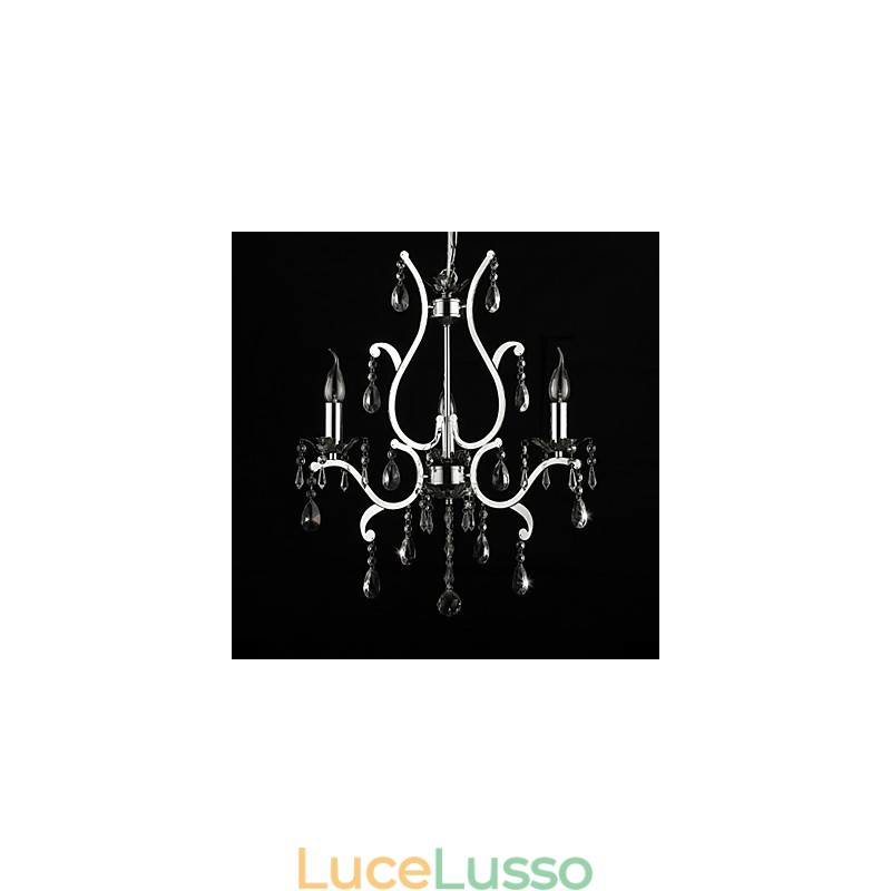 Lampadario in cristallo a 3 luci in metallo