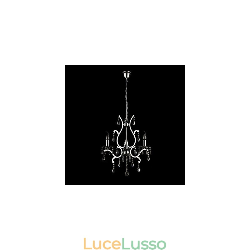Lampadario in cristallo a 3 luci in metallo