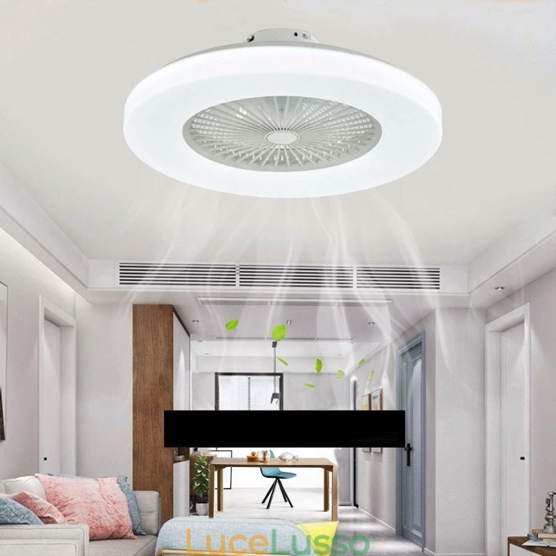 Ventilatore da soffitto con luce tricromatica, dimmerabile, 3 velocità, telecomando