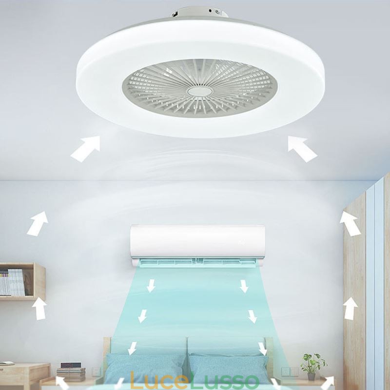 Ventilatore da soffitto con luce tricromatica, dimmerabile, 3 velocità, telecomando
