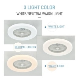 Ventilatore da soffitto con luce tricromatica, dimmerabile, 3 velocità, telecomando