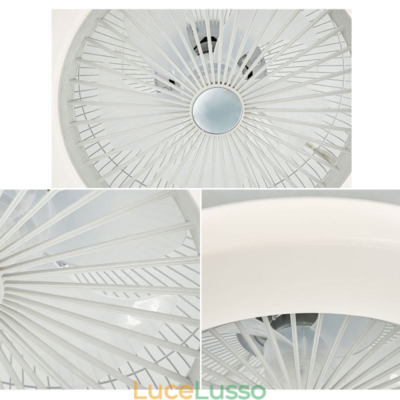 Ventilatore da soffitto con luce tricromatica, dimmerabile, 3 velocità, telecomando