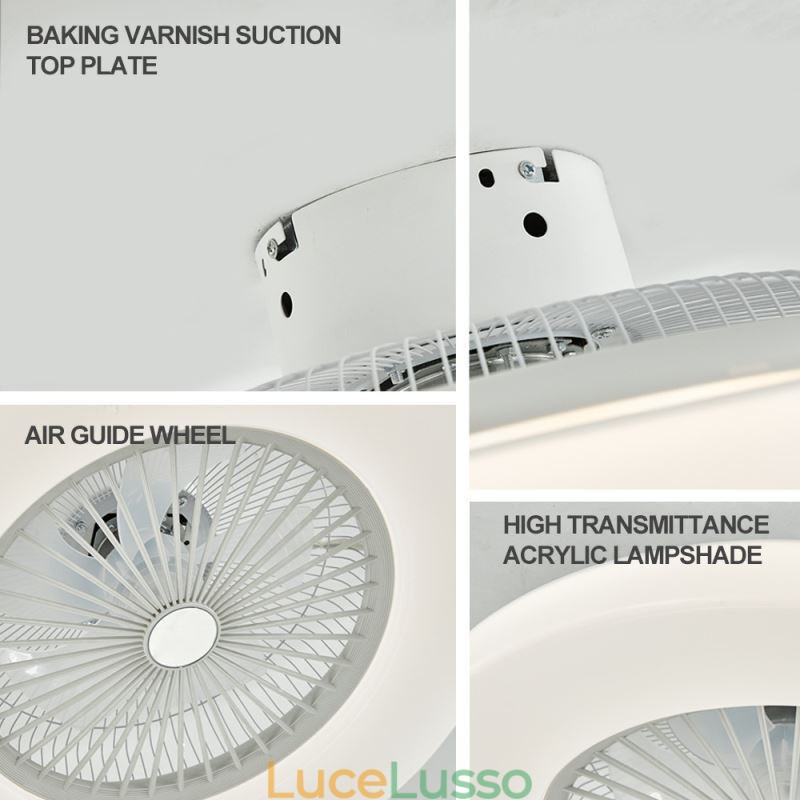 Ventilatore da soffitto con luce tricromatica, dimmerabile, 3 velocità, telecomando