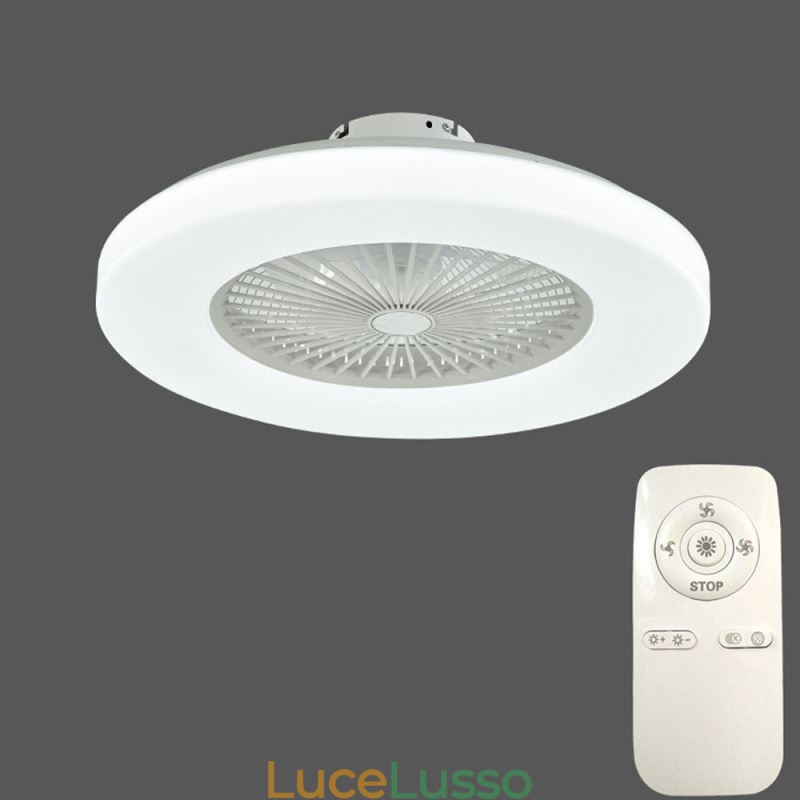 Ventilatore da soffitto con luce tricromatica, dimmerabile, 3 velocità, telecomando