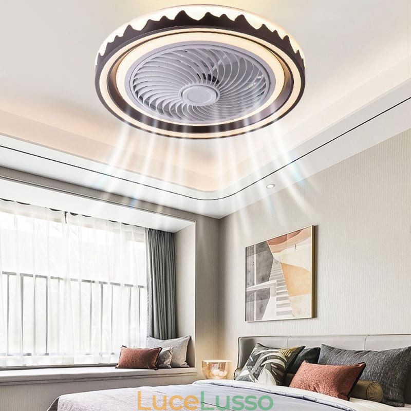 Lampada da soffitto con ventilatore rotondo a 3 velocità con telecomando
