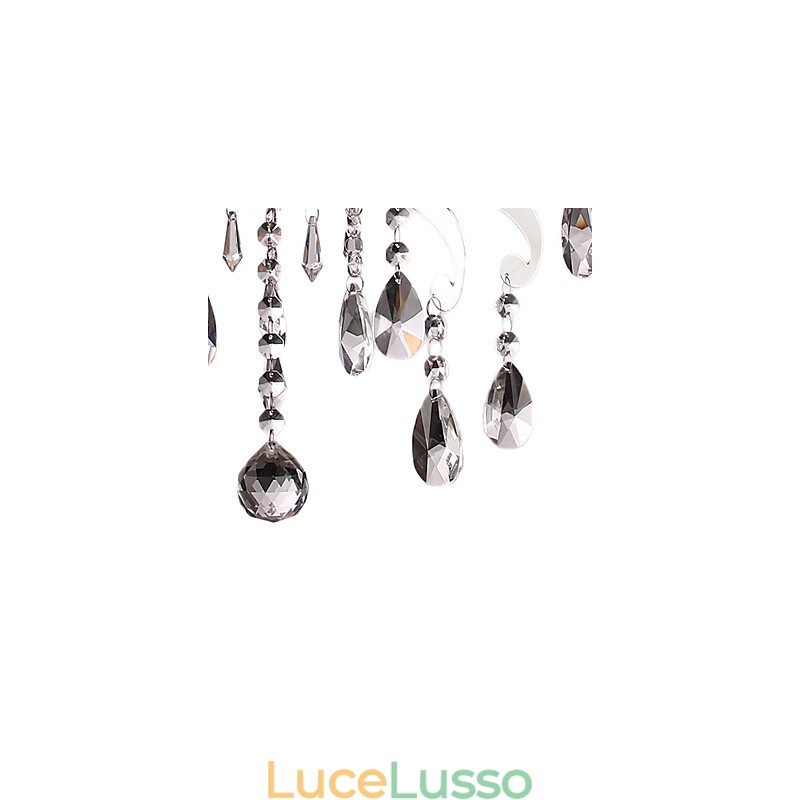 Lampadario in cristallo a 3 luci in metallo