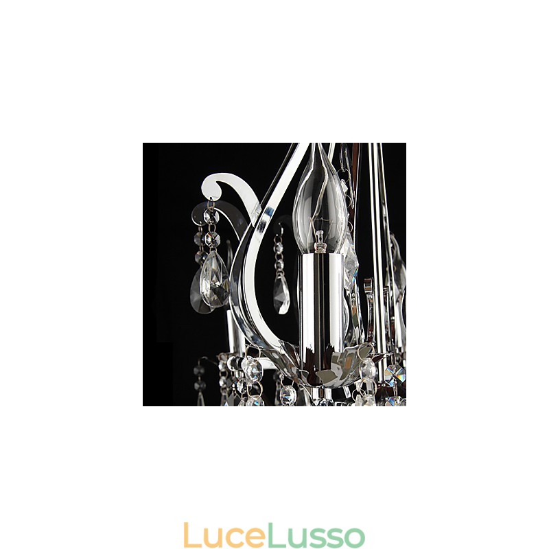 Lampadario in cristallo a 3 luci in metallo