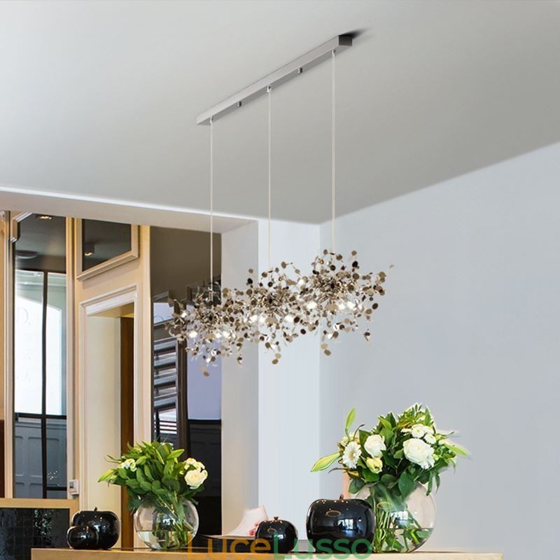 Lampadario moderno minimalista in acciaio inossidabile