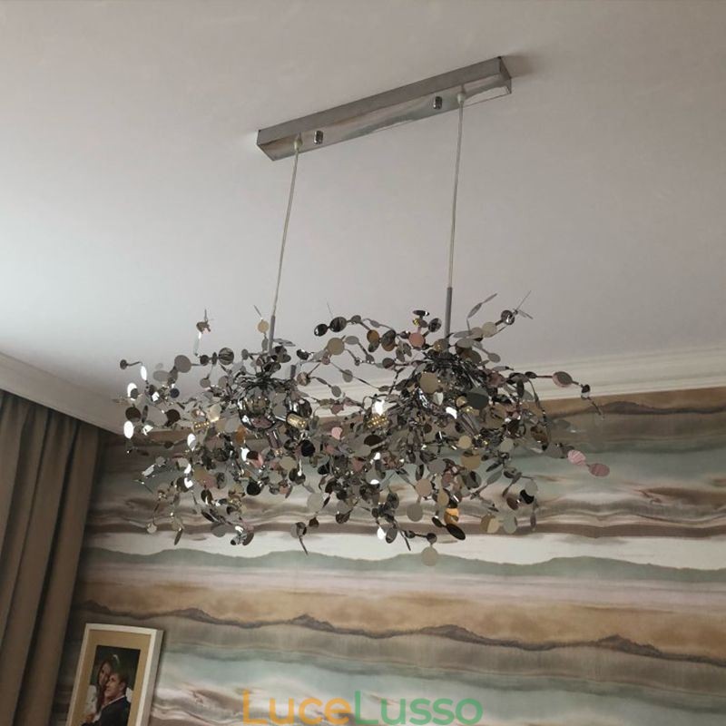 Lampadario moderno minimalista in acciaio inossidabile