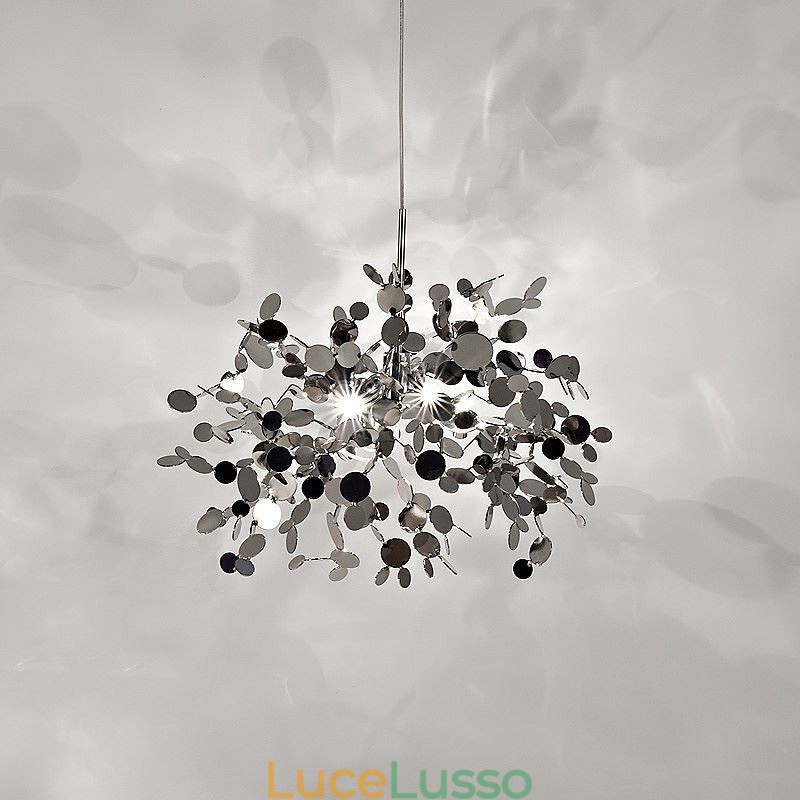 Lampadario a 3 luci in acciaio inox, illuminazione a sospensione, plafoniera