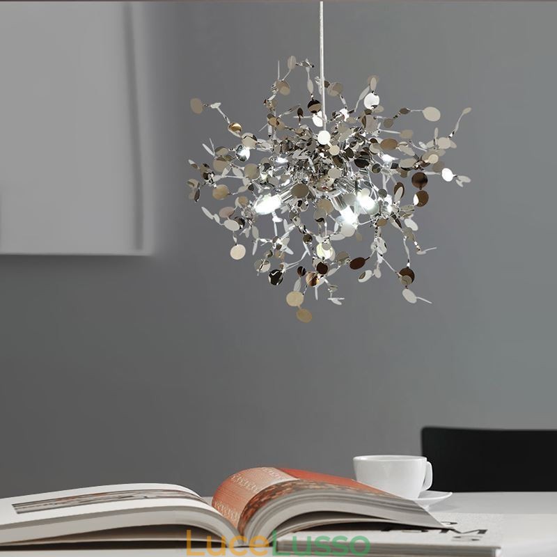 Lampadario a 3 luci in acciaio inox, illuminazione a sospensione, plafoniera