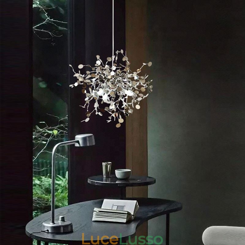 Lampadario a 3 luci in acciaio inox, illuminazione a sospensione, plafoniera