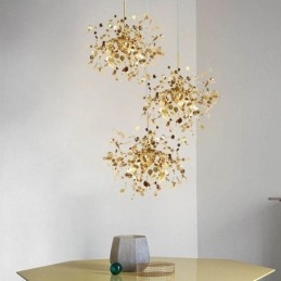 Lampadario con paillettes in acciaio inossidabile, illuminazione a sospensione, sala da pranzo