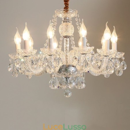 Lampadario di cristallo trasparente, luce decorativa di lusso europea Lampadario di cristallo trasparente, luce decorativa di lusso europea