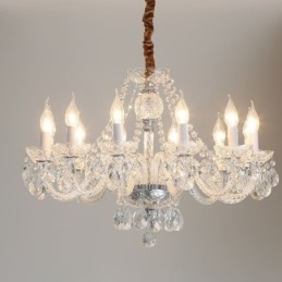 Lampadario di cristallo trasparente, luce decorativa di lusso europea