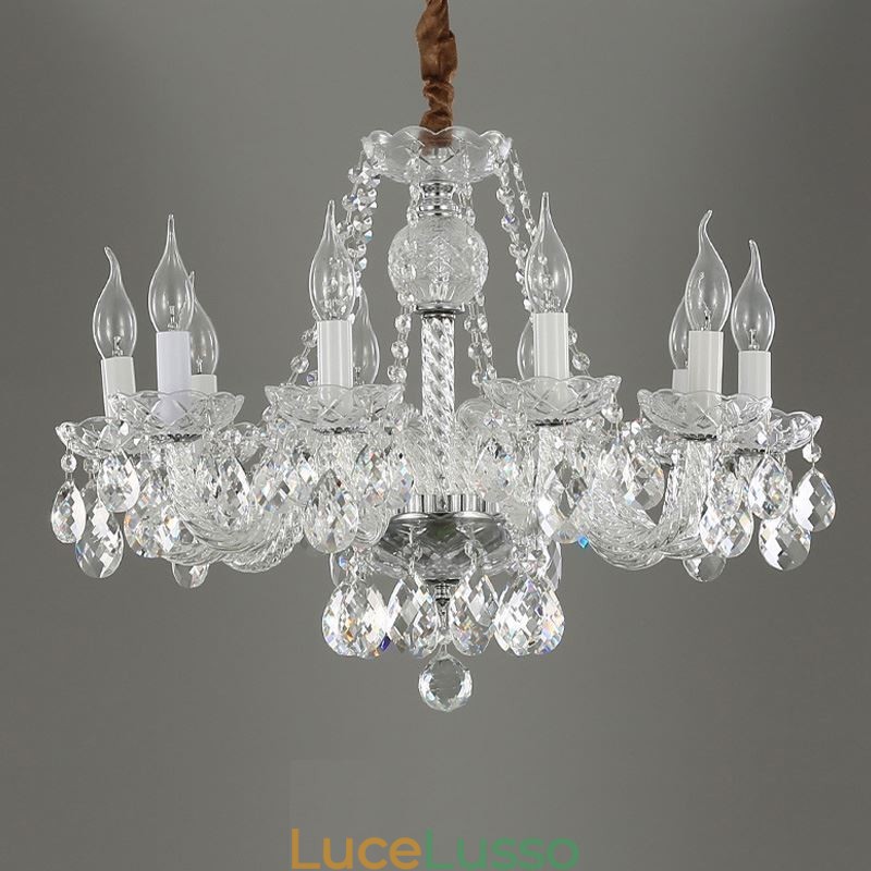 Lampadario di cristallo trasparente, luce decorativa di lusso europea