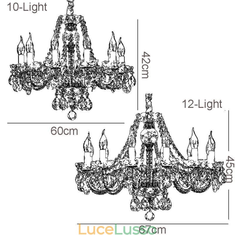 Lampadario di cristallo trasparente, luce decorativa di lusso europea