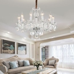 Lampadario di cristallo trasparente, luce decorativa di lusso europea