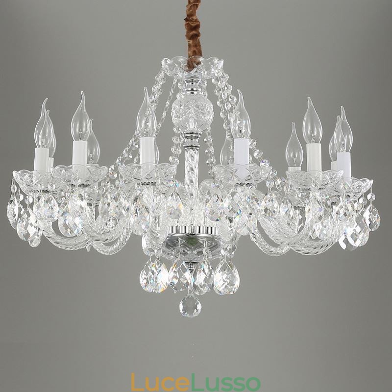 Lampadario di cristallo trasparente, luce decorativa di lusso europea
