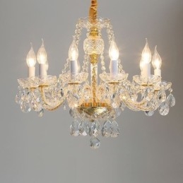 Lampadario di cristallo trasparente corpo oro europeo luce decorativa di lusso da soffitto