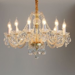 Lampadario di cristallo trasparente corpo oro europeo luce decorativa di lusso da soffitto