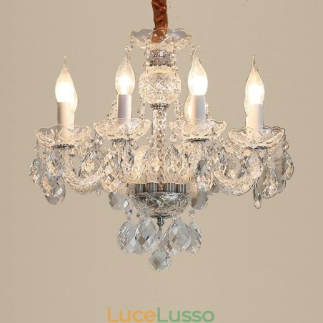 Lampadario in cristallo trasparente europeo corpo luce in vetro 8 luci Lampadario in cristallo trasparente europeo corpo luce in vetro 8 luci