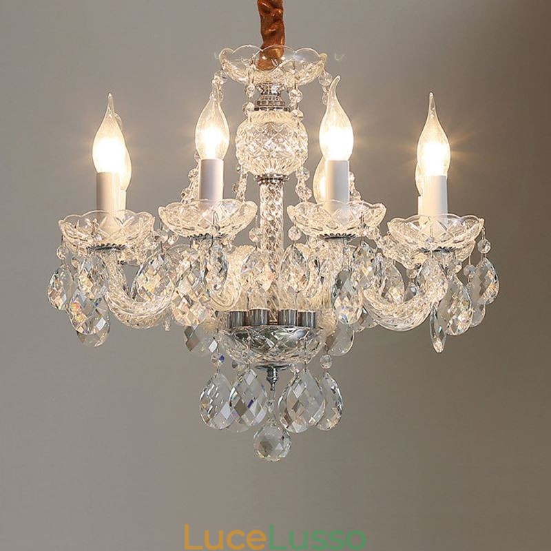 Lampadario in cristallo trasparente europeo corpo luce in vetro 8 luci
