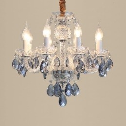 Lampadario in cristallo blu europeo corpo luce in vetro 8 luci