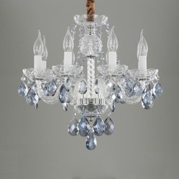 Lampadario in cristallo blu europeo corpo luce in vetro 8 luci