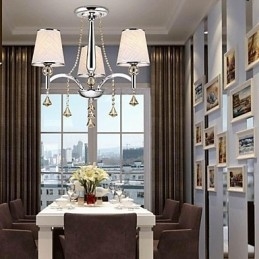 Lampadario moderno contemporaneo in metallo cromato e cristallo
