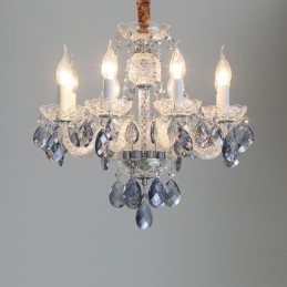 Lampadario in cristallo blu europeo corpo luce in vetro 8 luci
