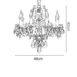 Lampadario in cristallo blu europeo corpo luce in vetro 8 luci