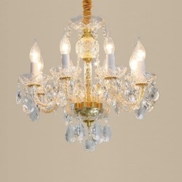 Lampadario europeo in cristallo trasparente corpo lampada in vetro 8 luci corpo oro lampada da soffitto