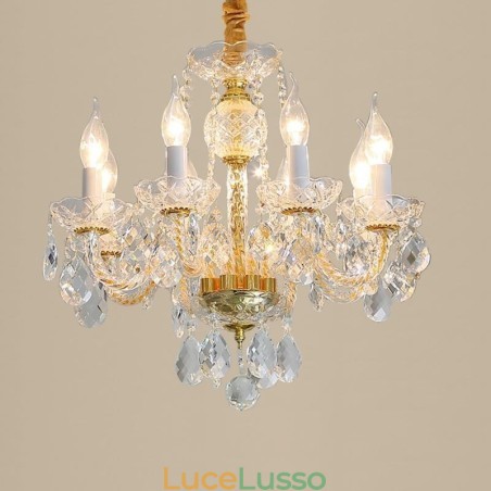 Lampadario europeo in cristallo trasparente corpo lampada in vetro 8 luci corpo oro lampada da soffitto Lampadario europeo in cristallo trasparente corpo lampada in vetro 8 luci corpo oro lampada da soffitto