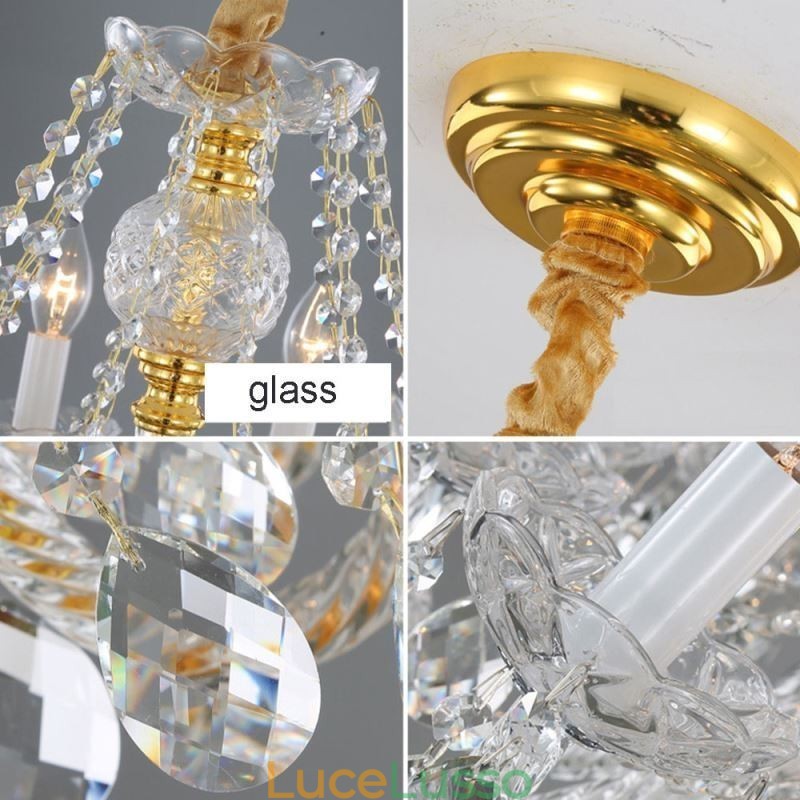 Lampadario europeo in cristallo trasparente corpo lampada in vetro 8 luci corpo oro lampada da soffitto