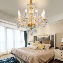 Lampadario europeo in cristallo trasparente corpo lampada in vetro 8 luci corpo oro lampada da soffitto