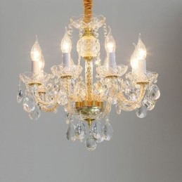 Lampadario europeo in cristallo trasparente corpo lampada in vetro 8 luci corpo oro lampada da soffitto