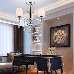 Lampadario moderno contemporaneo in metallo cromato e cristallo