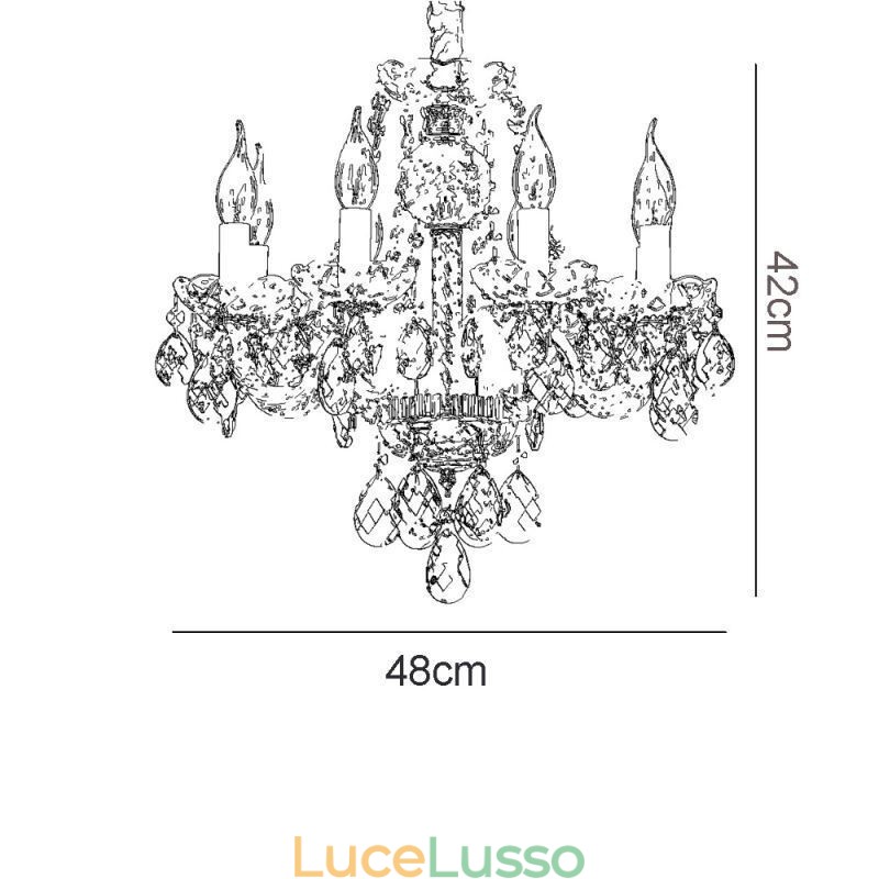 Lampadario europeo in cristallo trasparente corpo lampada in vetro 8 luci corpo oro lampada da soffitto