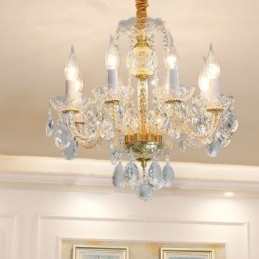 Lampadario europeo in cristallo trasparente corpo lampada in vetro 8 luci corpo oro lampada da soffitto
