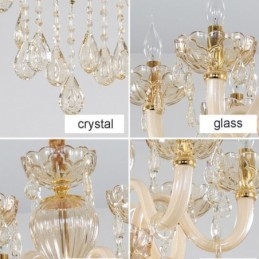 Elegante lampadario di cristallo europeo color cognac plafoniera corpo in vetro doppio strato 12+6 luci