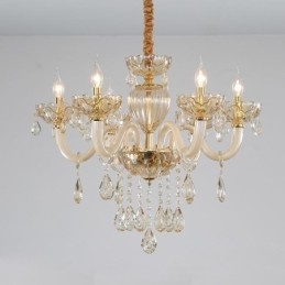 Splendido lampadario di cristallo europeo color cognac plafoniera corpo in vetro 8 luci