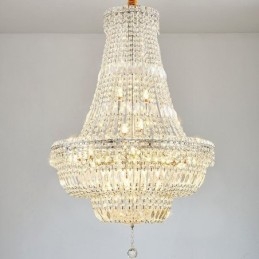 Lampadario di cristallo retrò Lampada da soffitto di cristallo di lusso americano con 18 luci