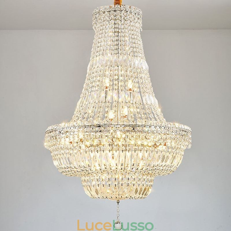 Lampadario di cristallo retrò Lampada da soffitto di cristallo di lusso americano con 18 luci