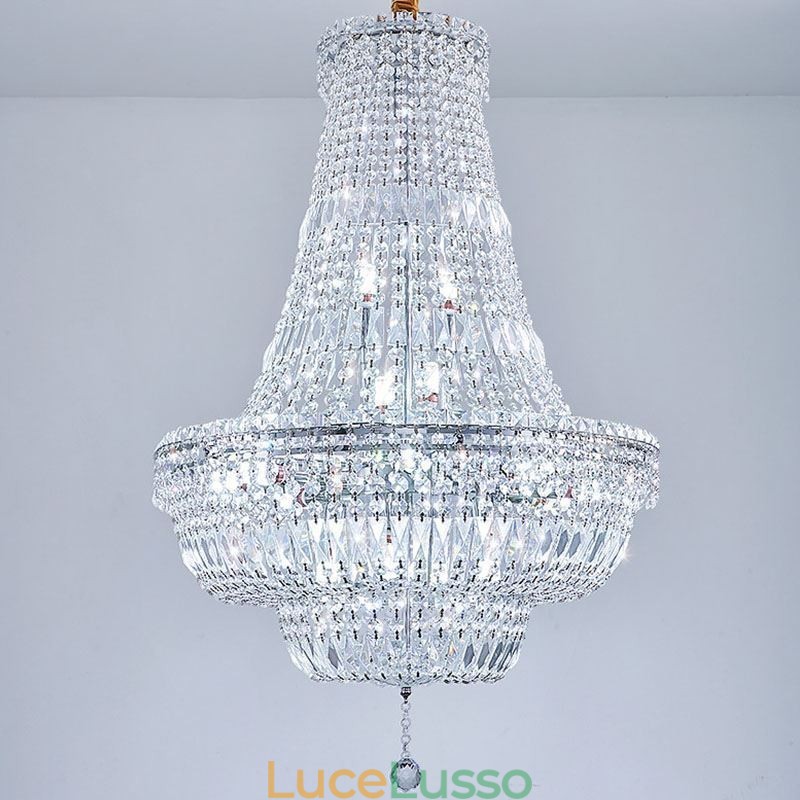 Lampadario di cristallo retrò Lampada da soffitto di cristallo di lusso americano con 18 luci
